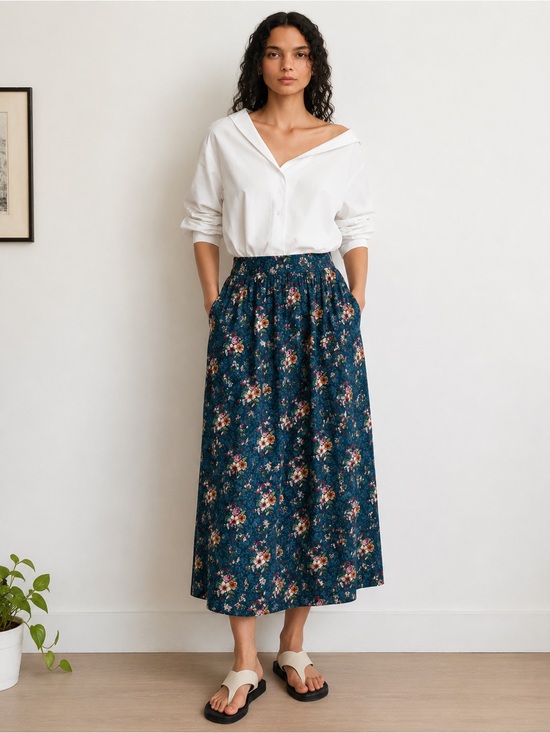 Alcott & Andrews Dresses & Skirts - Alcott & Andrews 100% Silk Floral Midi Skirt Vintage Cottagecore Whimsigoth